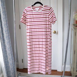 Red and Pink Stripe Short Sleeve Gio Maxi Dress